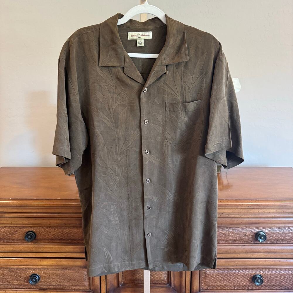 Vintage Tommy Bahama Brown Silk Camp Shirt M